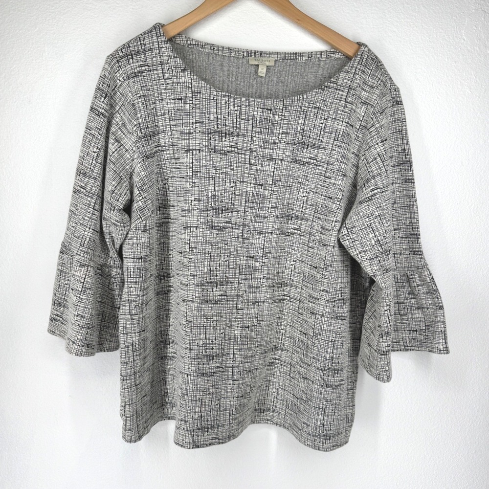Talbots Plus Womens Knit Oversized Top Size 1x Textured Bell Sleeve Stretch Work